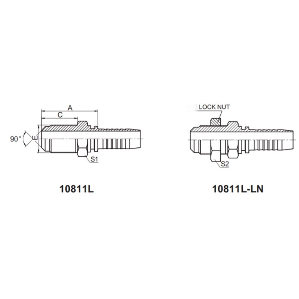 METRIC MALE 90° CONE