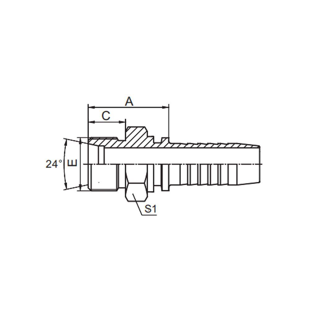 METRIC MALE 24° CONE SEAT H.T. DIN3853